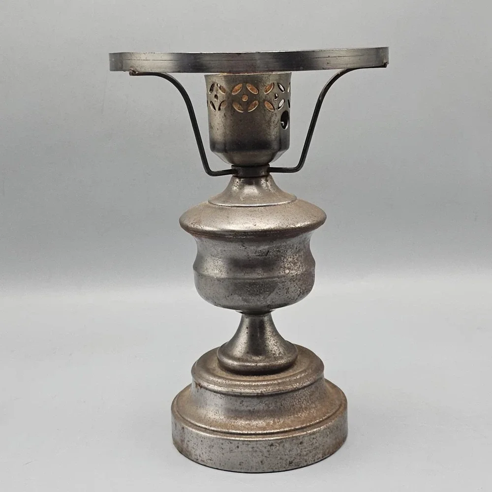 Vintage Nickle Plated Oil Lamp Converted Not Working Parts & Repair Rusty